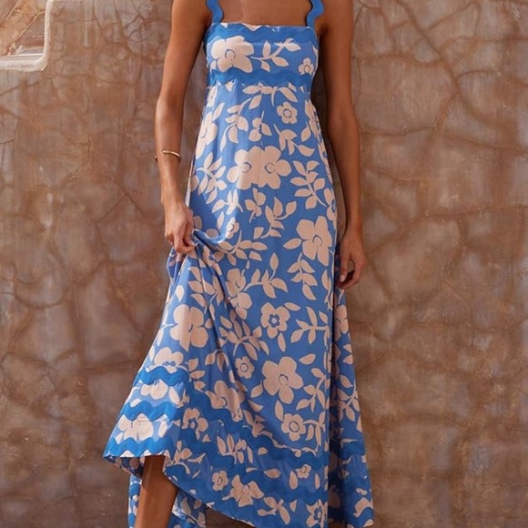 NEW W/TAGS A-LINE MAXI SUNDRESS WITH SPAGHETTIS STRAPS BOHO RICKRACK TRIM SZ M - Picture 4 of 8